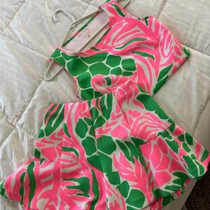 Lilly Pulitzer Pink and Green Floral Set